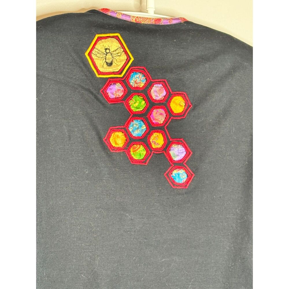 Vintage Bee‎ Honeycomb Embroidered Jacket Petite M Boho Art Blazer - Picture 3 of 9